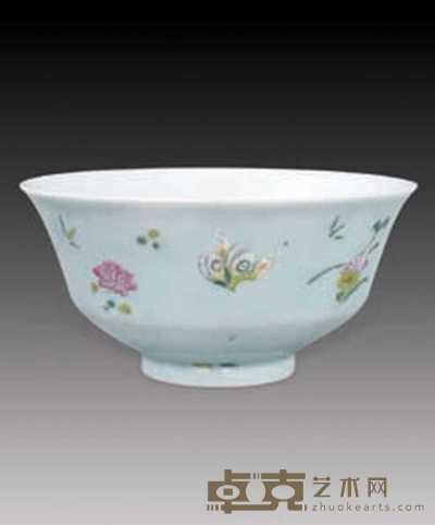 清乾隆 豆青彩花卉碗 直径19cm